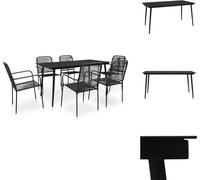 vidaXL Ensemble de jardin 7 pièces corde de coton et acier noir - ensembles de meubles de jardin