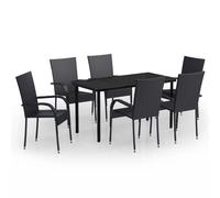 vidaXL Ensemble de jardin 7 pièces noir