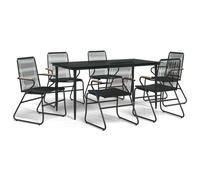 vidaXL Ensemble de jardin 7 pièces noir rotin PVC