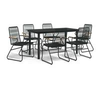 vidaXL Ensemble de jardin 7 pièces noir rotin PVC