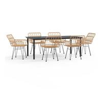 vidaXL Ensemble de jardin 7 pièces Poly rotin