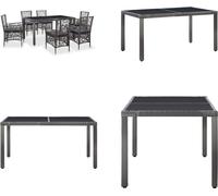 vidaXL Ensemble de jardin 7 pièces Poly Rotin Gris - Ensemble de salle à manger - Meubles de jardin - Meubles de jardin