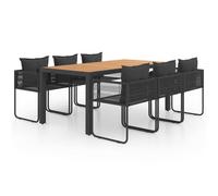 vidaXL Ensemble de jardin 7 pièces PVC rotin noir et brun