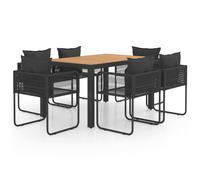 vidaXL Ensemble de jardin 7 pièces PVC rotin noir et brun