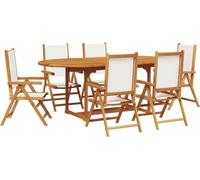 vidaXL Ensemble de jardin 7 pièces tissu et bois massif blanc crème