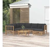 vidaXL Ensemble de salon de jardin 8 pièces avec coussins gris foncé en bambou
