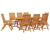 vidaXL Ensemble de jardin 9 pcs brun bois massif acacia