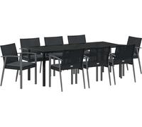vidaXL Ensemble de jardin 9 pcs noir et gris rotin PE