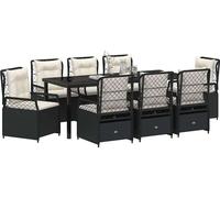 vidaXL Ensemble de jardin 9 pièces Poly-Rattan noir