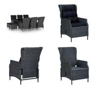 vidaXL Ensemble de jardin 9 pièces avec coussins Poly Rotin Gris Foncé - Ensemble de meubles de jardin - Table Et Chaise - Tables Et Chaises De Jardin