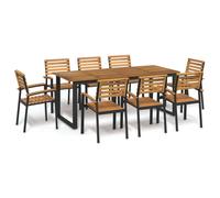 vidaXL Ensemble de jardin 9 pièces en bois massif d'acacia et métal