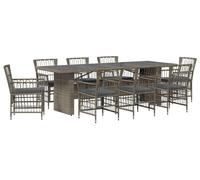 vidaXL Ensemble de jardin 9 pièces en résine tressée, gris