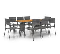 VIDAXL Mobilier à dîner d'extérieur 9 pcs - Gris