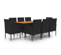 vidaXL Ensemble de jardin 9 pièces Poly rotin noir