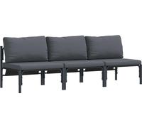 vidaXL Ensemble de jardin avec coussins, 3 pièces, anthracite, 80 x 80 x 71 cm, acier