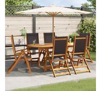 vidaXL Ensemble de jardin avec table à rallonge 7 pièces en acacia Pliable
