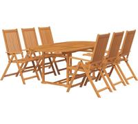 vidaXL Ensemble de jardin avec table à rallonge 7 pièces en bois
