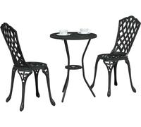 vidaXL Ensemble de jardin Bistro 3 pcs noir aluminium