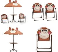 vidaXL Ensemble de jardin Bistro 3 pièces pour enfants avec parasol Marron - Ensemble de meubles de jardin - Table de jardin - Tables de jardin