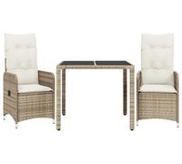 vidaXL Ensemble de jardin bistrot 3 pièces 3277095 – poly rotin beige avec coussins