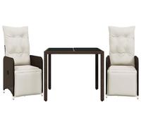 vidaXL Ensemble de jardin bistrot 3 pièces avec coussins Marron Poly rotin