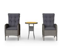 vidaXL Ensemble de jardin bistrot 3 pièces Poly rotin gris