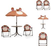 vidaXL Ensemble de jardin bistrot 3 pièces pour enfants avec parasol Marron - Ensembles de meubles de jardin