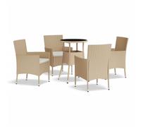 vidaXL Ensemble de jardin bistrot 5 pièces avec coussins Beige Poly Rattan