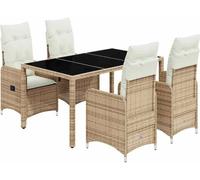 vidaXL – Ensemble bistrot de jardin 5 pièces avec coussins – Poly Rattan Beige