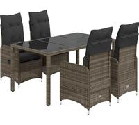 vidaXL Ensemble de jardin bistrot 5 pièces avec coussins Gris Poly rotin
