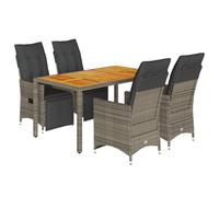 vidaXL Ensemble de jardin bistrot 5 pièces avec coussins Gris Poly rotin
