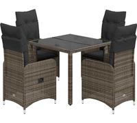 vidaXL Ensemble de jardin bistrot 5 pièces avec coussins Gris Poly rotin