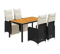 vidaXL Ensemble de jardin bistrot 5 pièces avec coussins noir Poly rotin
