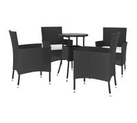 vidaXL Ensemble de bistrot 5 pièces 3187415 – poly rotin avec coussins noir
