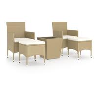 vidaXL Ensemble de jardin bistrot 5 pièces Poly rotin et verre trempé Beige