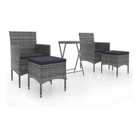 vidaXL Ensemble de jardin bistrot 5 pièces Poly rotin et verre trempé Gris