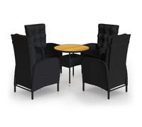 vidaXL Ensemble de jardin bistrot 5 pièces Poly rotin noir