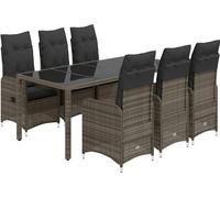 vidaXL Ensemble de jardin bistrot 7 pièces avec coussins Gris Poly rotin