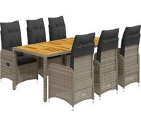 vidaXL Ensemble de jardin bistrot 7 pièces avec coussins Gris Poly rotin