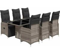 vidaXL Ensemble de jardin bistrot 7 pièces avec coussins Gris Poly rotin