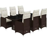 vidaXL Ensemble de jardin bistrot 7 pièces avec coussins Marron Poly rotin