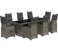 vidaXL Ensemble de jardin bistrot 9 pièces avec coussins Gris Poly rotin