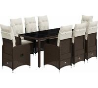 vidaXL Ensemble de jardin bistrot 9 pièces avec coussins Marron Poly rotin