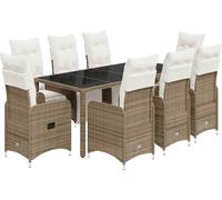 vidaXL Ensemble de jardin bistrot 9 pièces avec coussins Marron Poly rotin