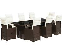vidaXL Ensemble de jardin bistrot 9 pièces avec coussins Marron Poly rotin