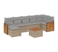 vidaXL Ensemble de jardin canapé 8 pièces avec coussins Beige Poly Rattan