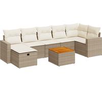 vidaXL Ensemble de jardin canapé 8 pièces avec coussins Beige Poly Rattan