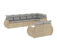 vidaXL Ensemble de jardin canapé 8 pièces avec coussins Beige Poly Rattan