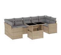 vidaXL Ensemble de jardin canapé 8 pièces avec coussins Poly Rattan Beige