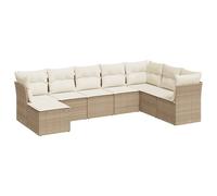 vidaXL Ensemble de jardin canapé Poly Rattan 8 pièces avec coussins Beige